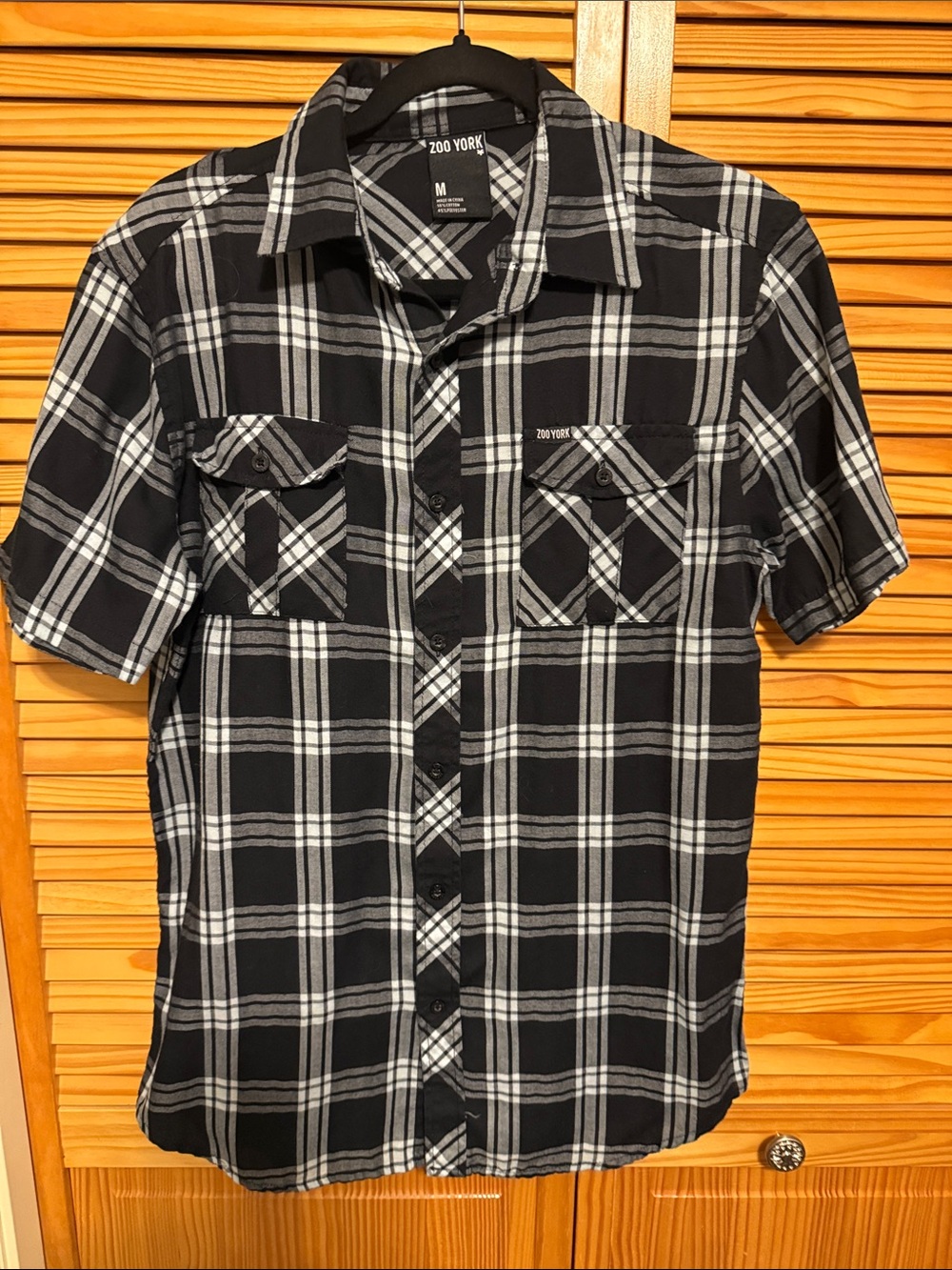 Zoo York Black and White Plaid Short-Sleeve Button-Up Shirt